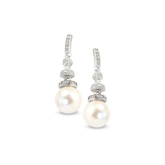 Round Drop Pearl Earrings