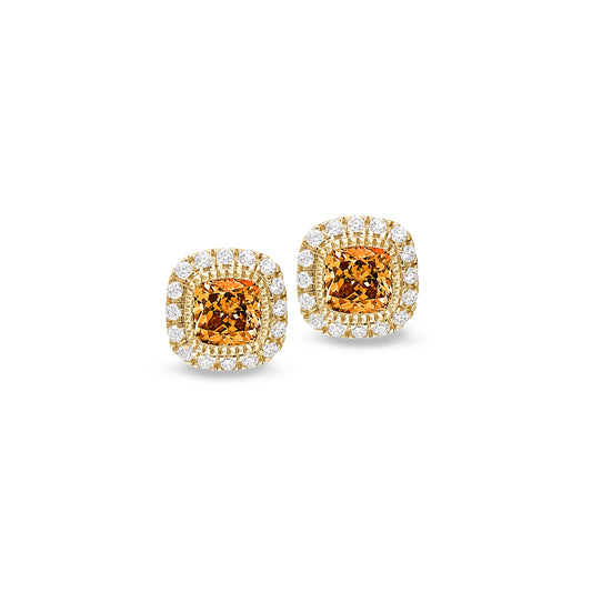 Cushion Cut November Birthstone Stud Earrings