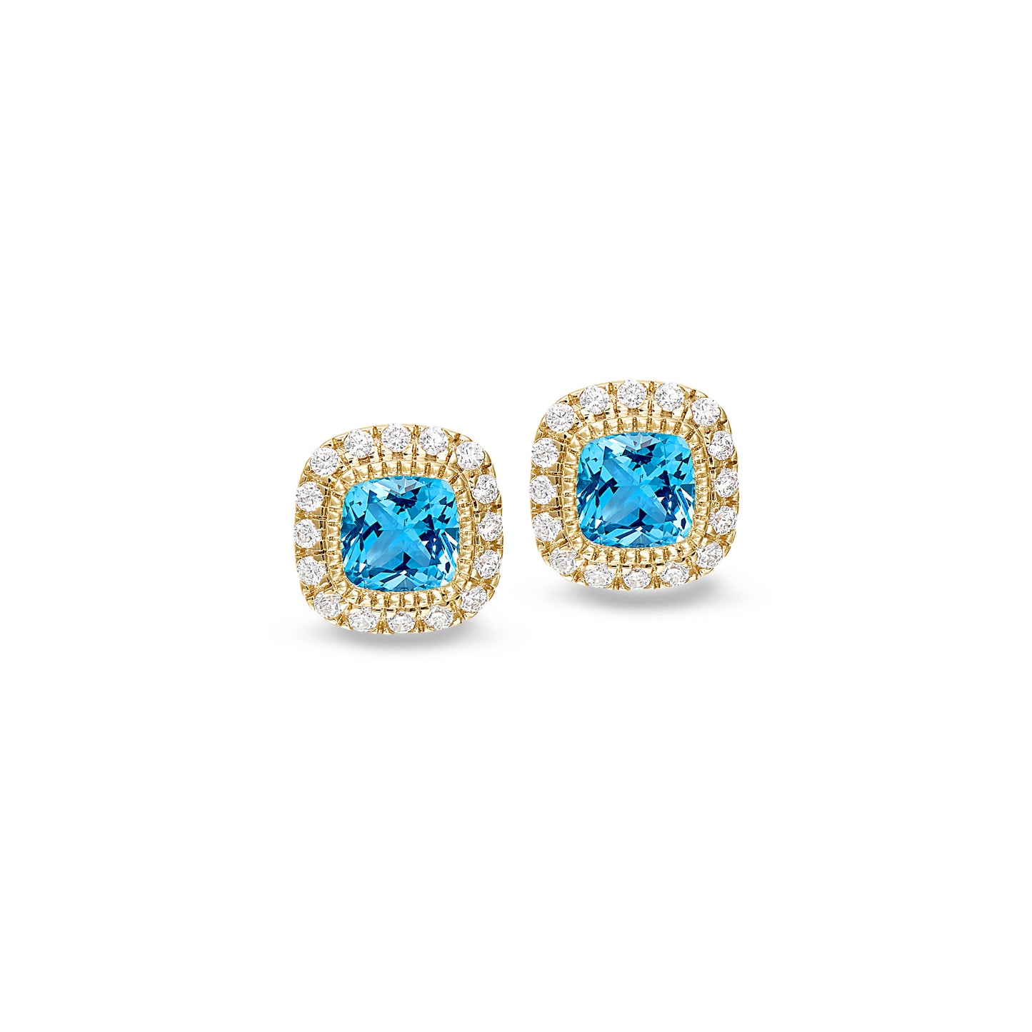 Cushion Cut December Birthstone Stud Earrings