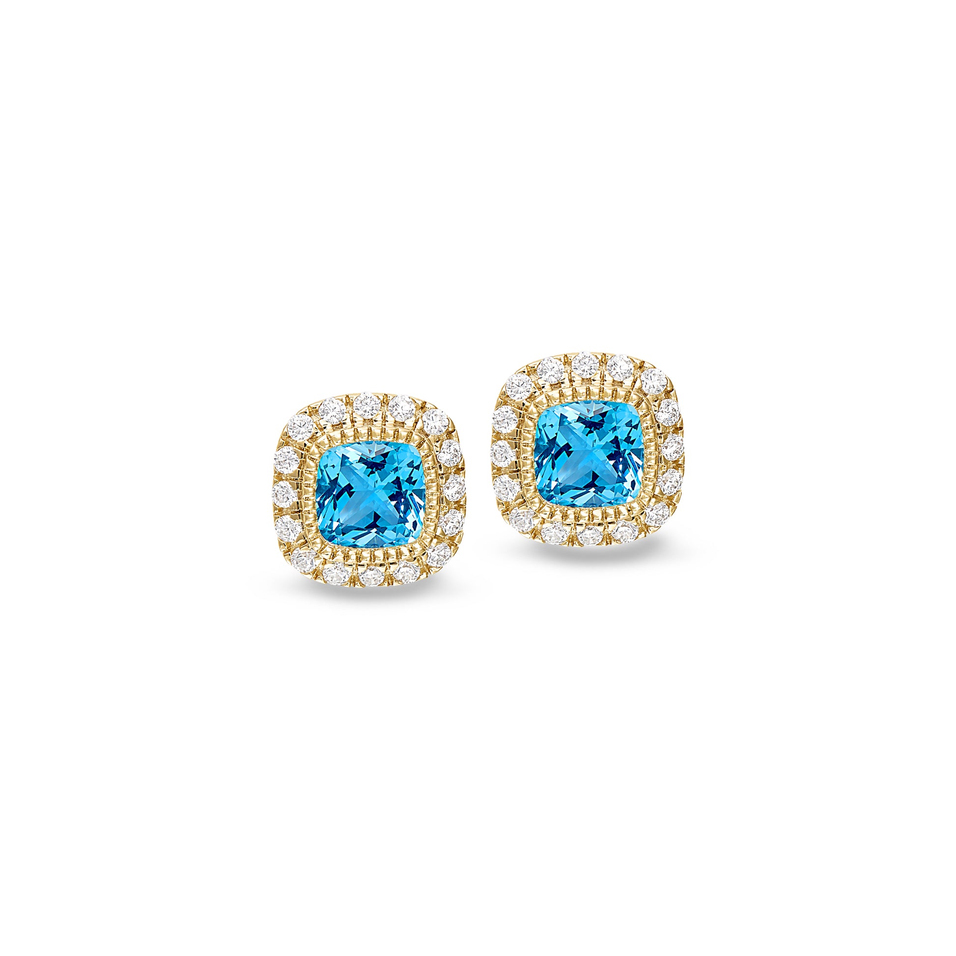 Cushion Cut December Birthstone Stud Earrings