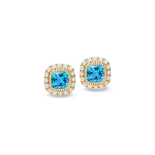 Cushion Cut December Birthstone Stud Earrings