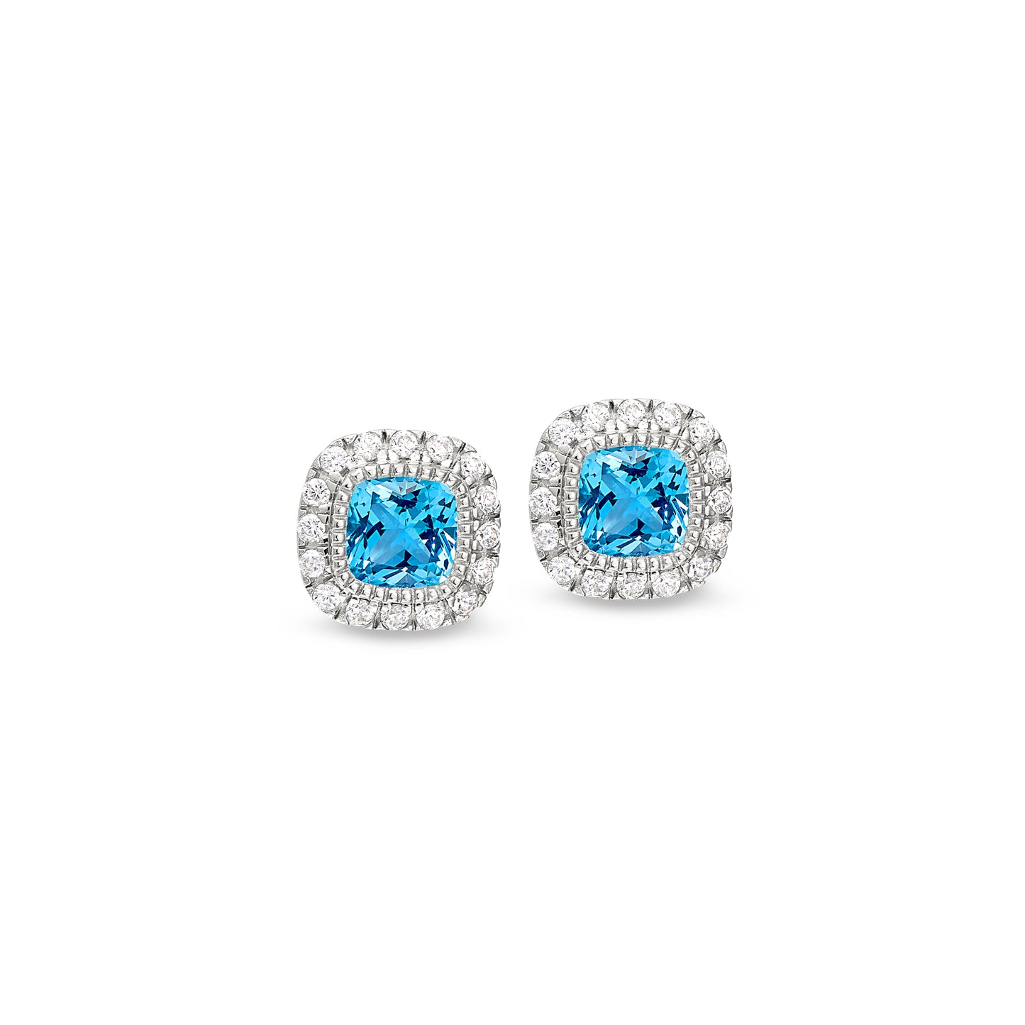 Cushion Cut December Birthstone Stud Earrings