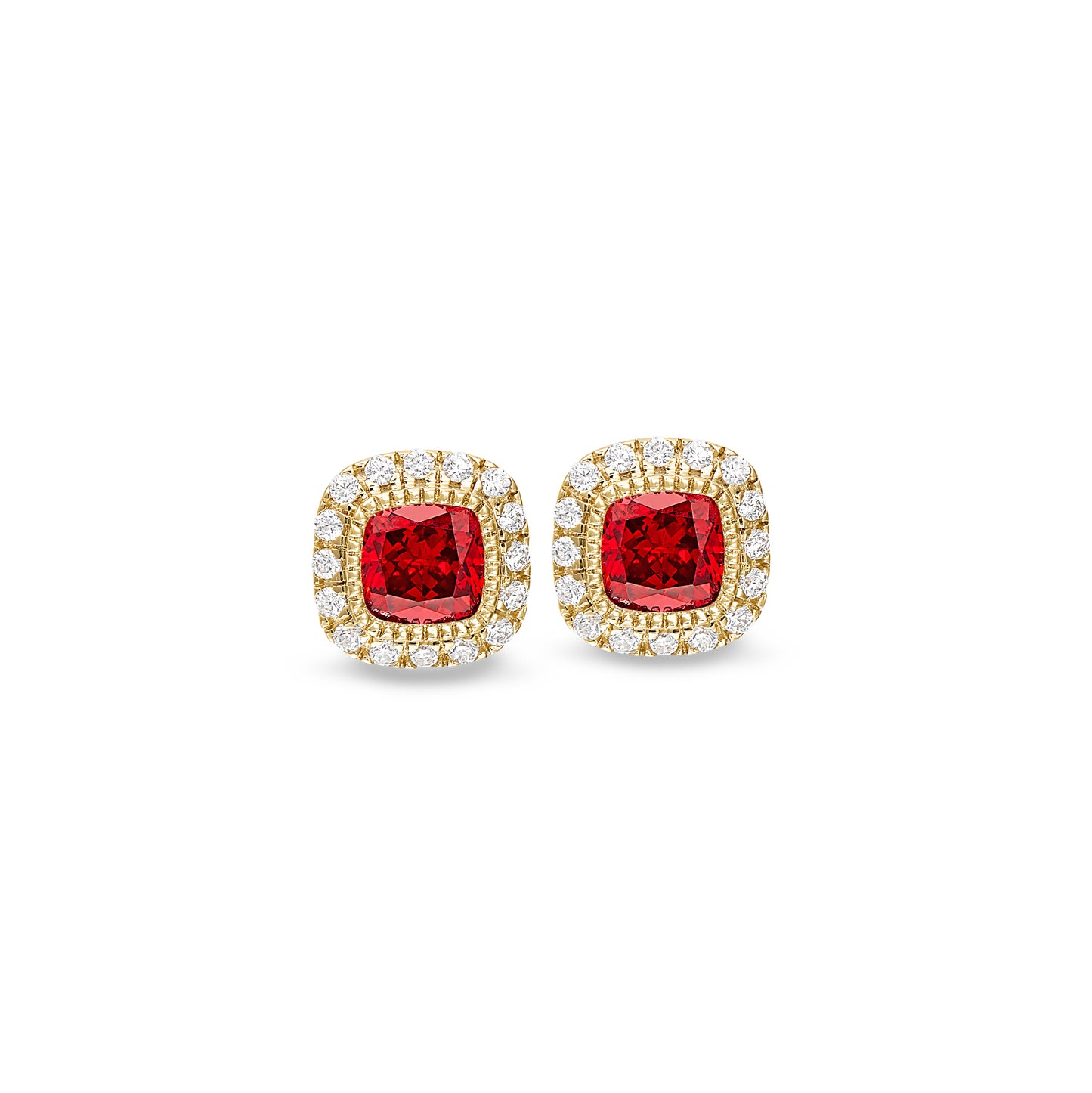 Cushion Cut January Birthstone Stud Earrings