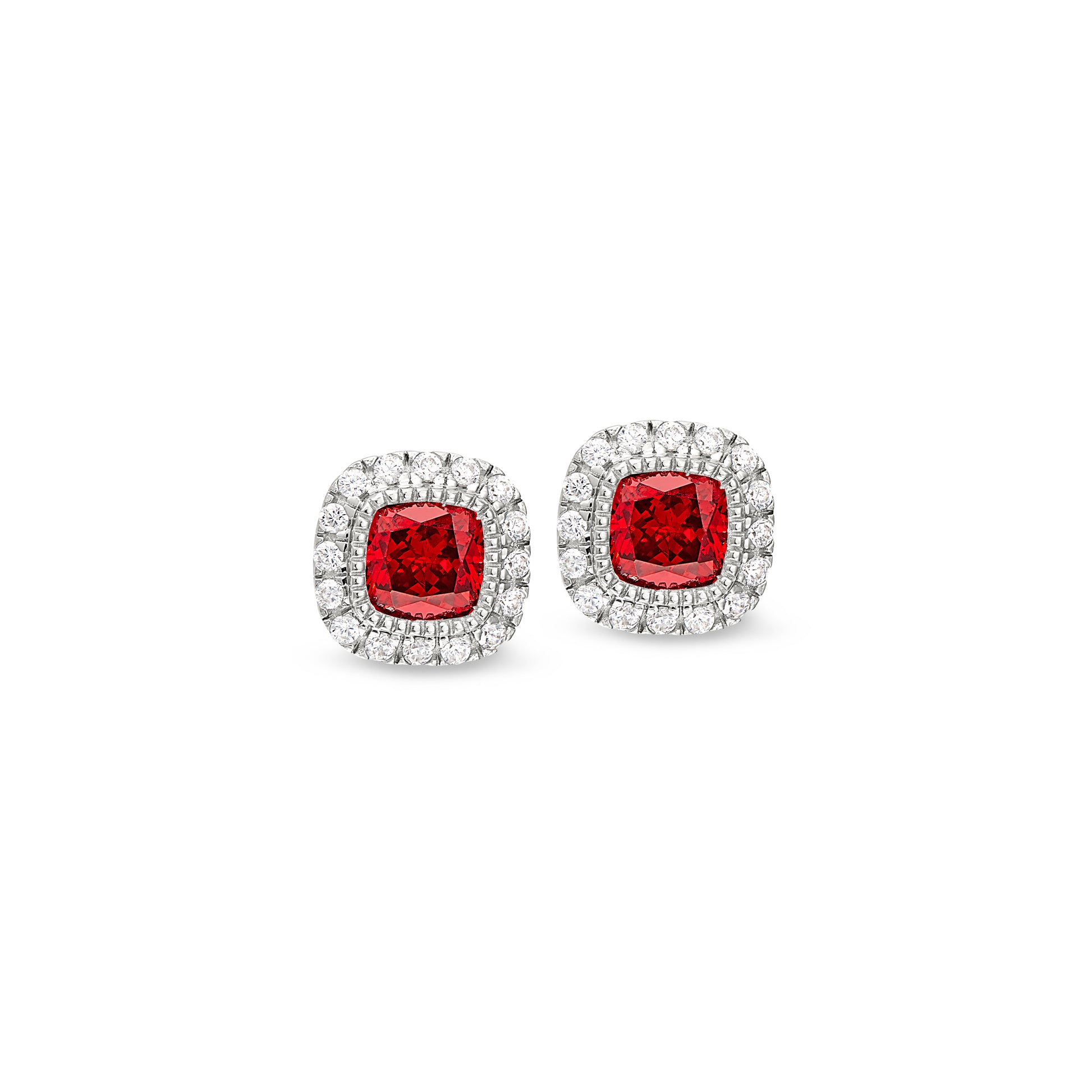 Cushion Cut January Birthstone Stud Earrings