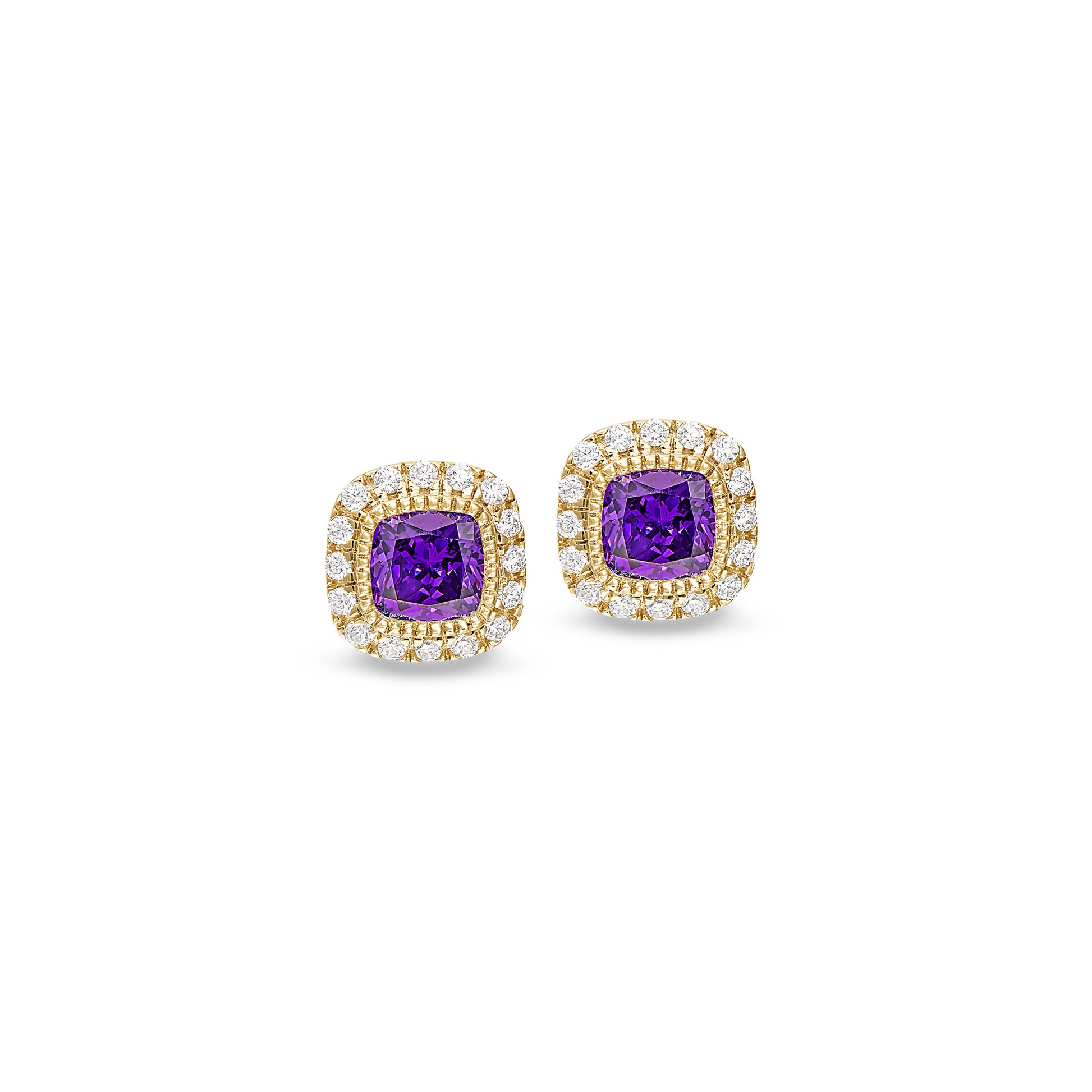 Cushion Cut February Birthstone Stud Earrings