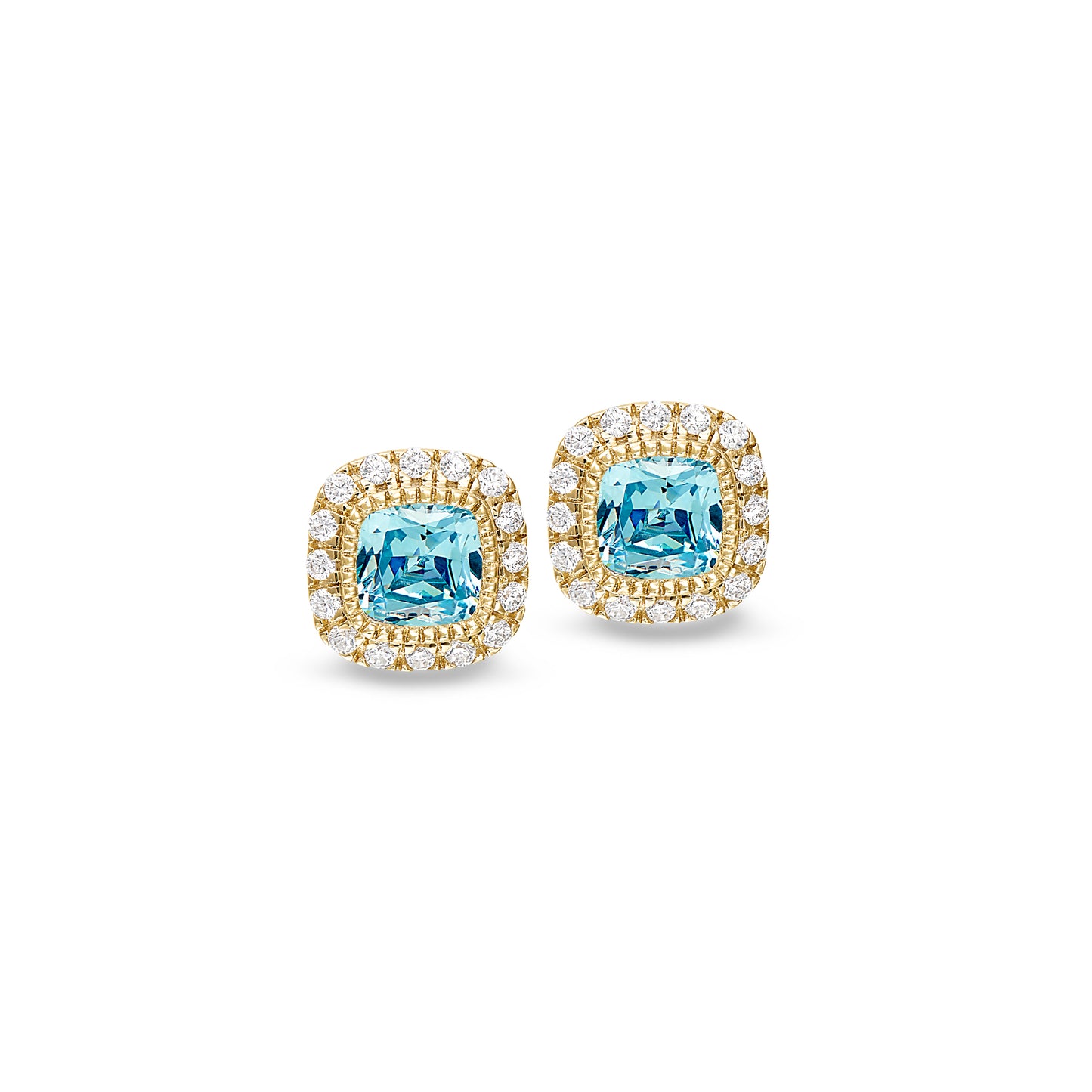 Cushion Cut March Birthstone Stud Earrings