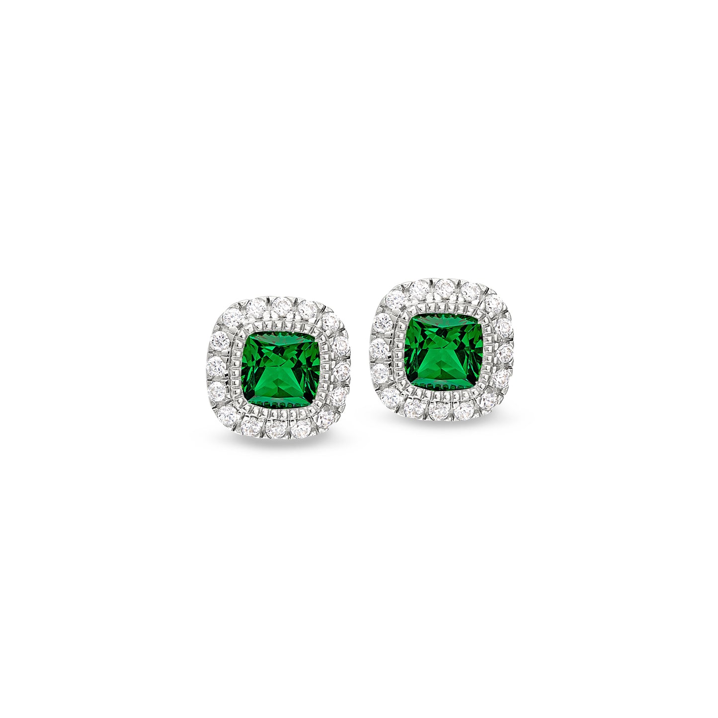 Cushion Cut May Birthstone Stud Earrings