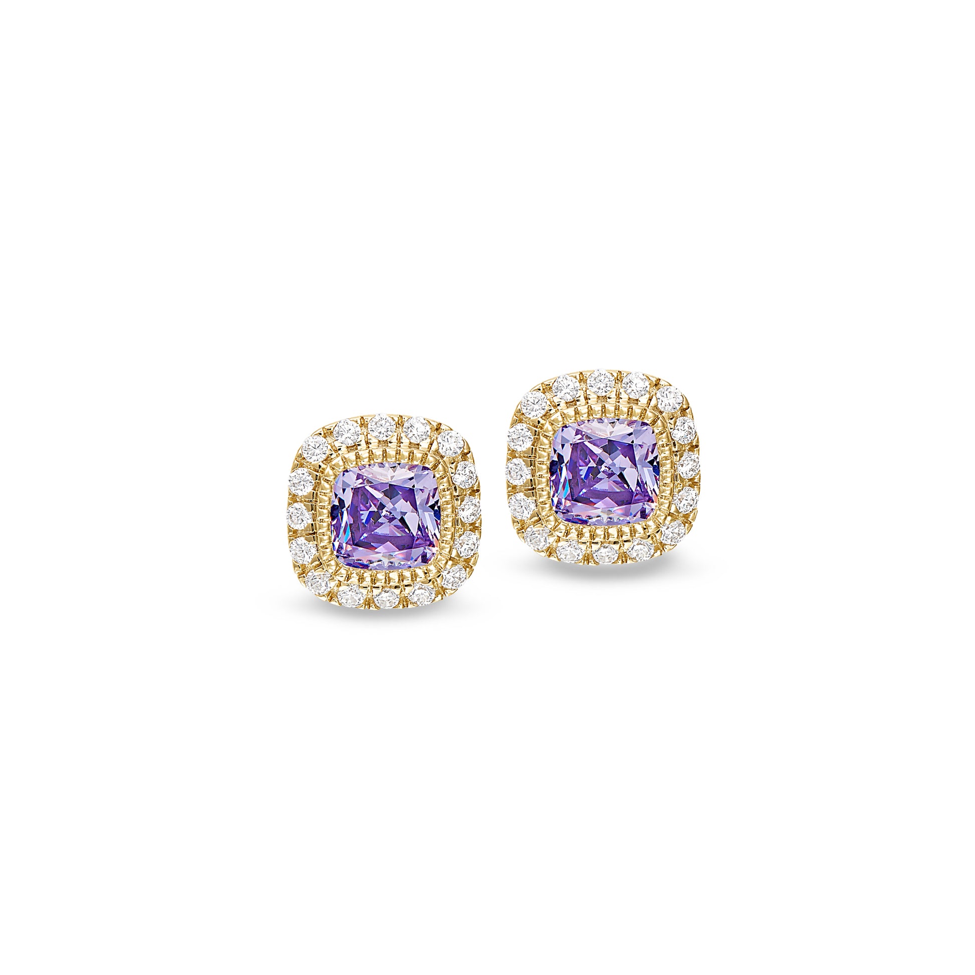 Cushion Cut June Birthstone Stud Earrings