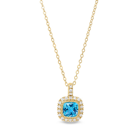 Cushion Cut December Birthstone Pendant