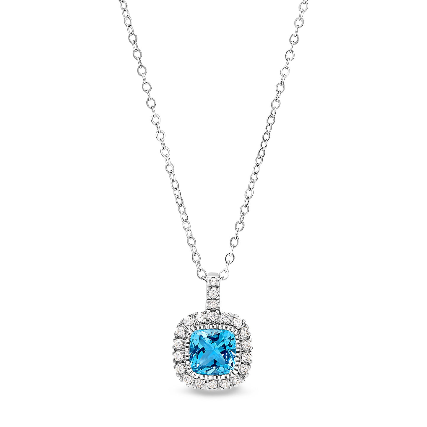 Cushion Cut December Birthstone Pendant