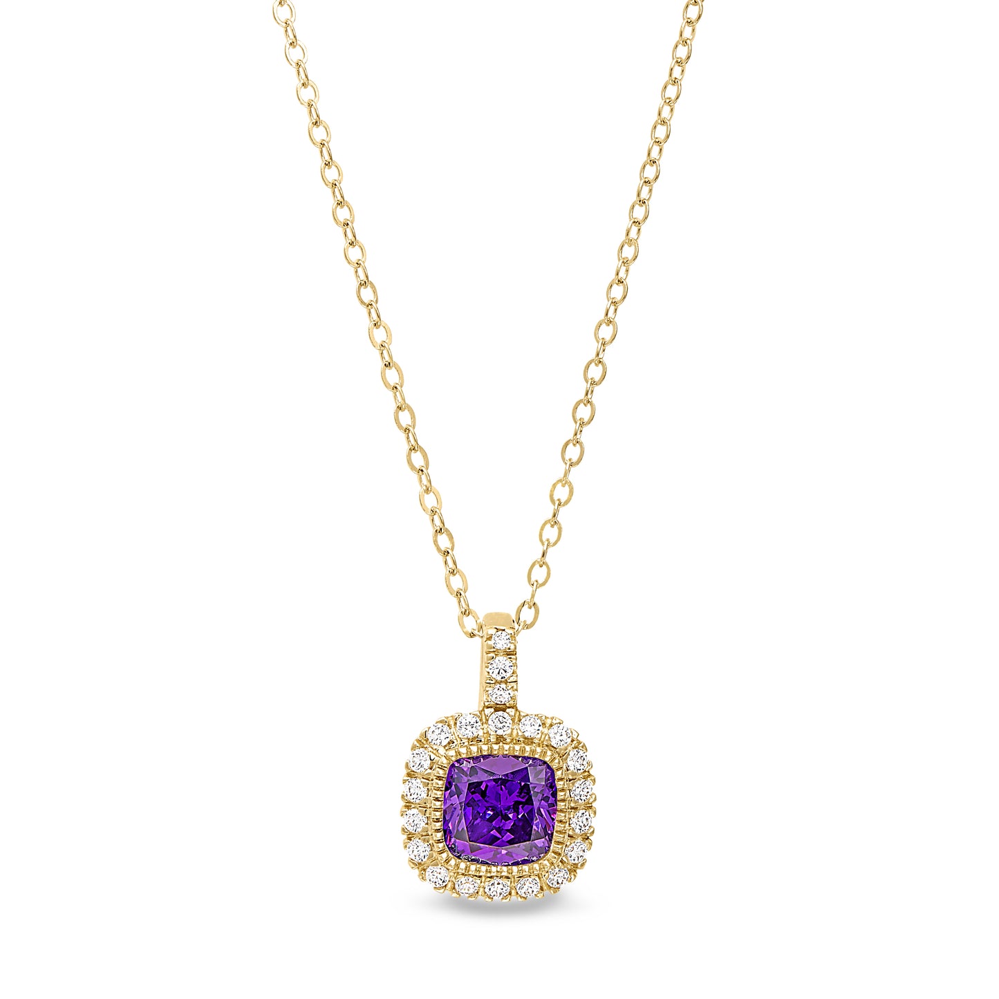 Cushion Cut February Birthstone Pendant