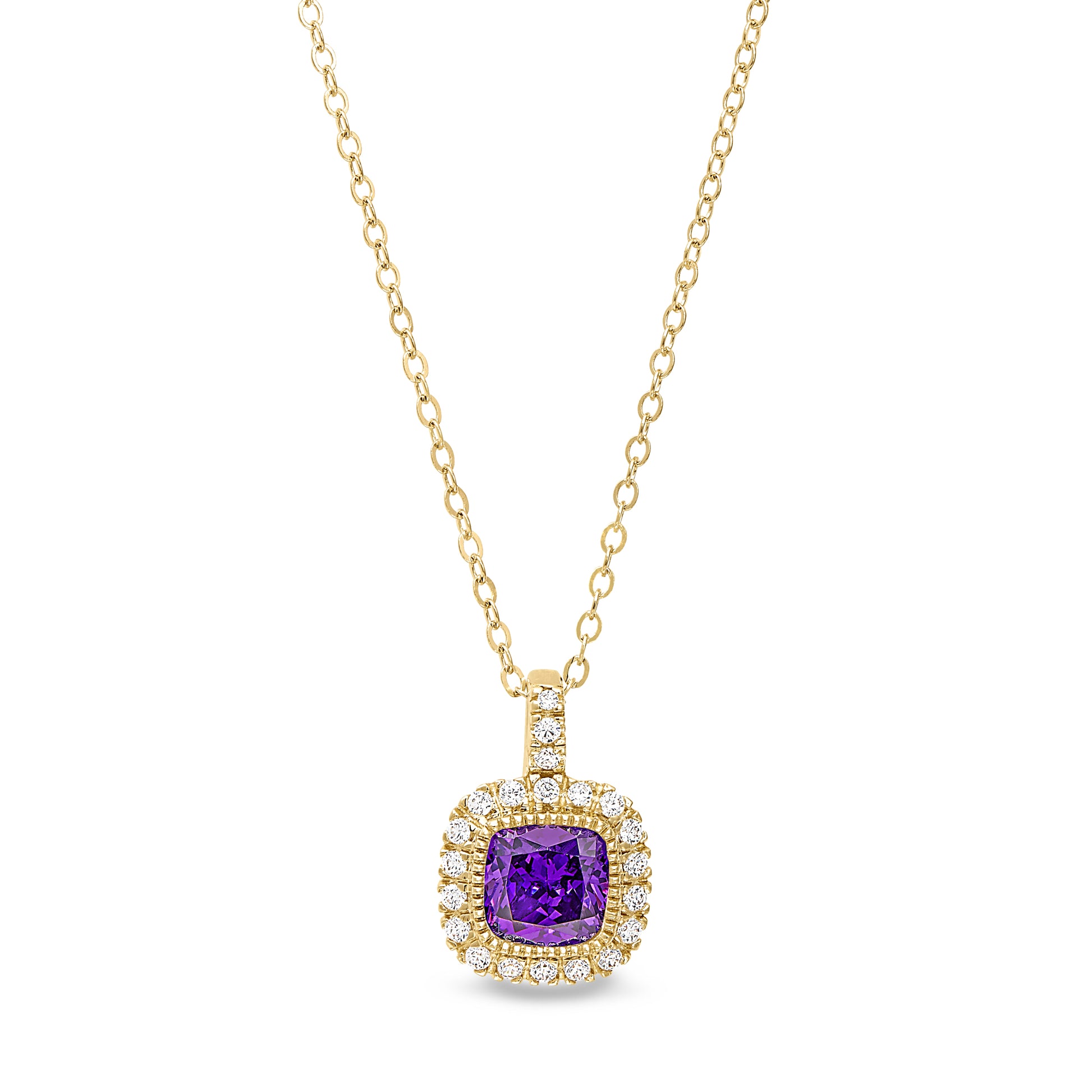 Cushion Cut February Birthstone Pendant