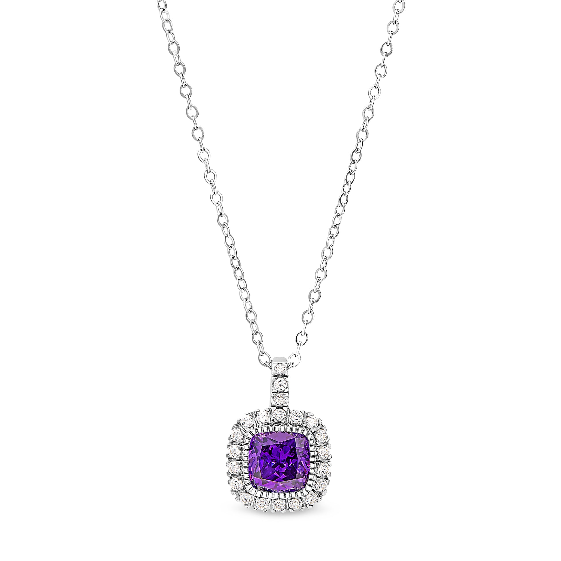 Cushion Cut February Birthstone Pendant