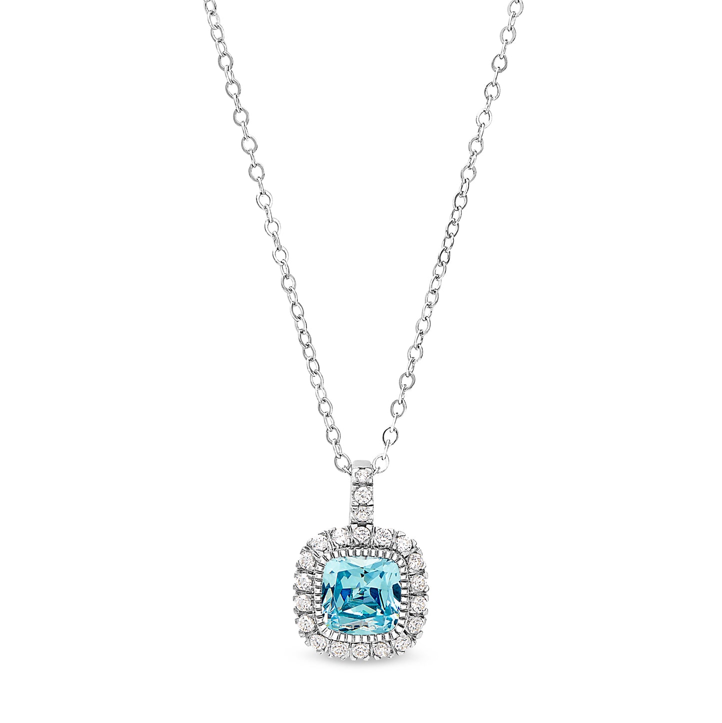 Cushion Cut March Birthstone Pendant