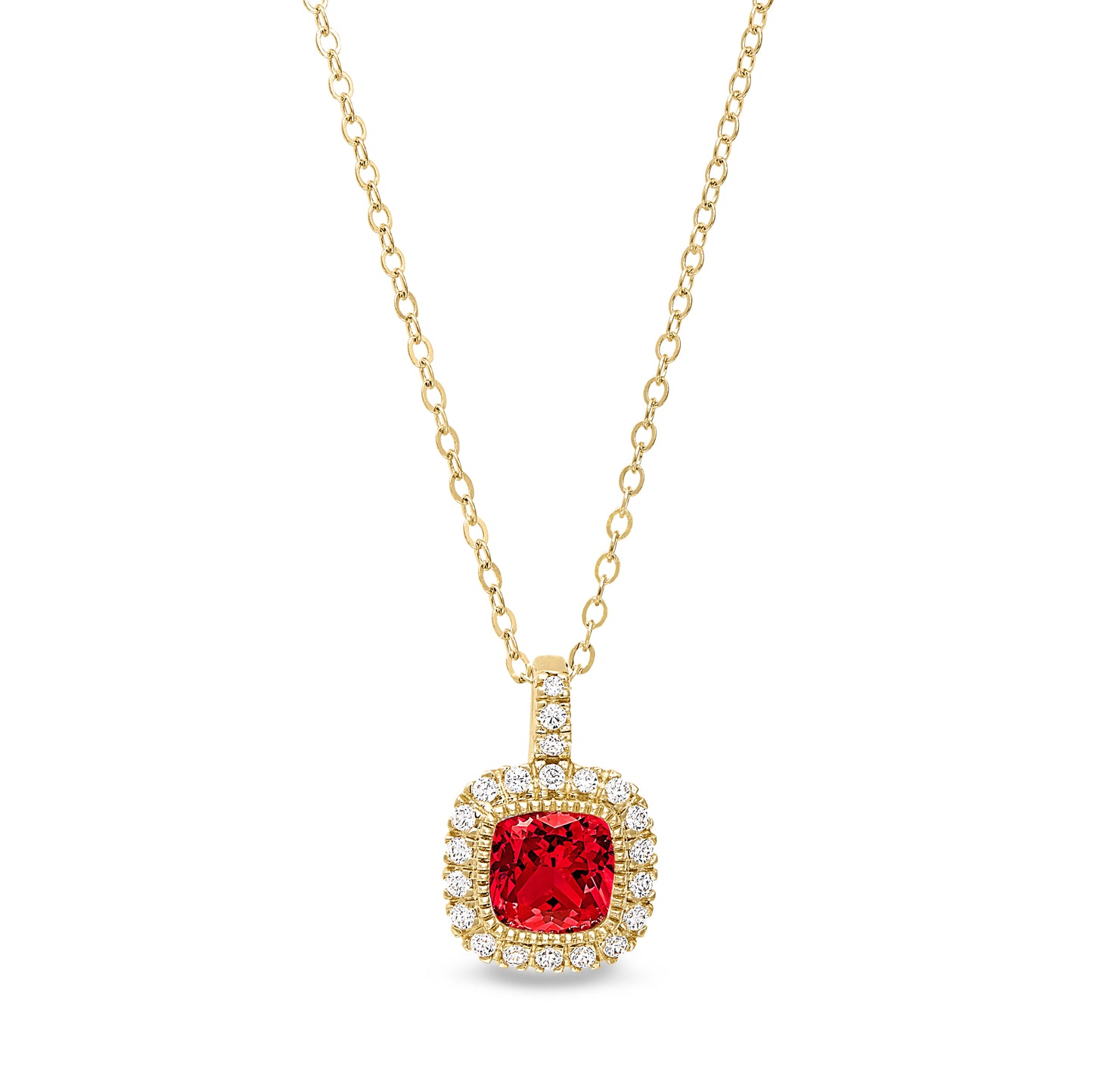 Cushion Cut July Birthstone Pendant