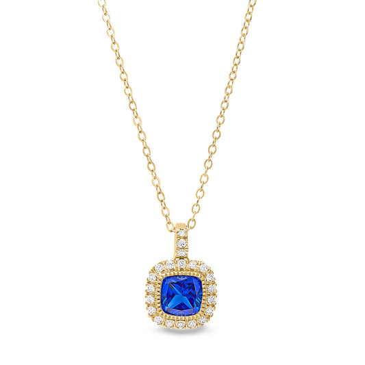 Cushion Cut September Birthstone Pendant