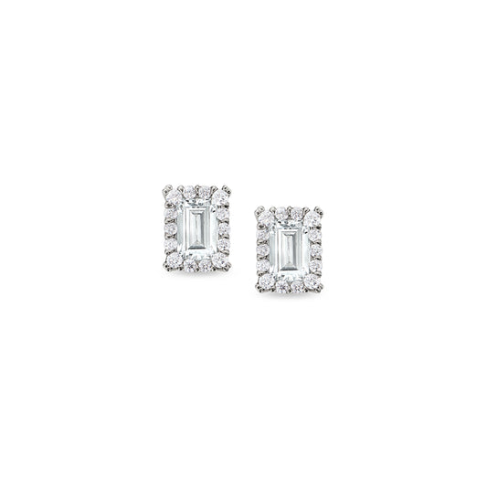 Emerald Cut Simulated Diamond Stud Earrings