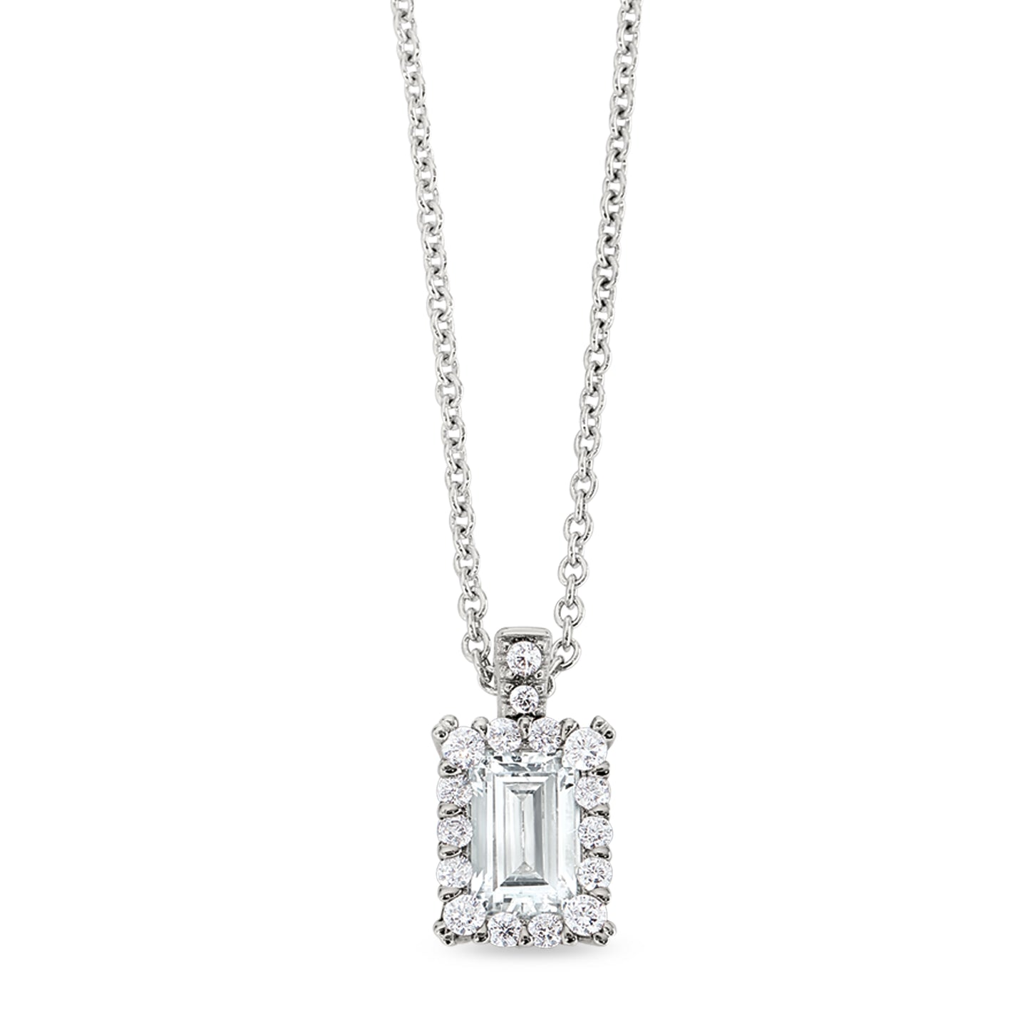 Emerald Cut Simulated Diamond Pendant