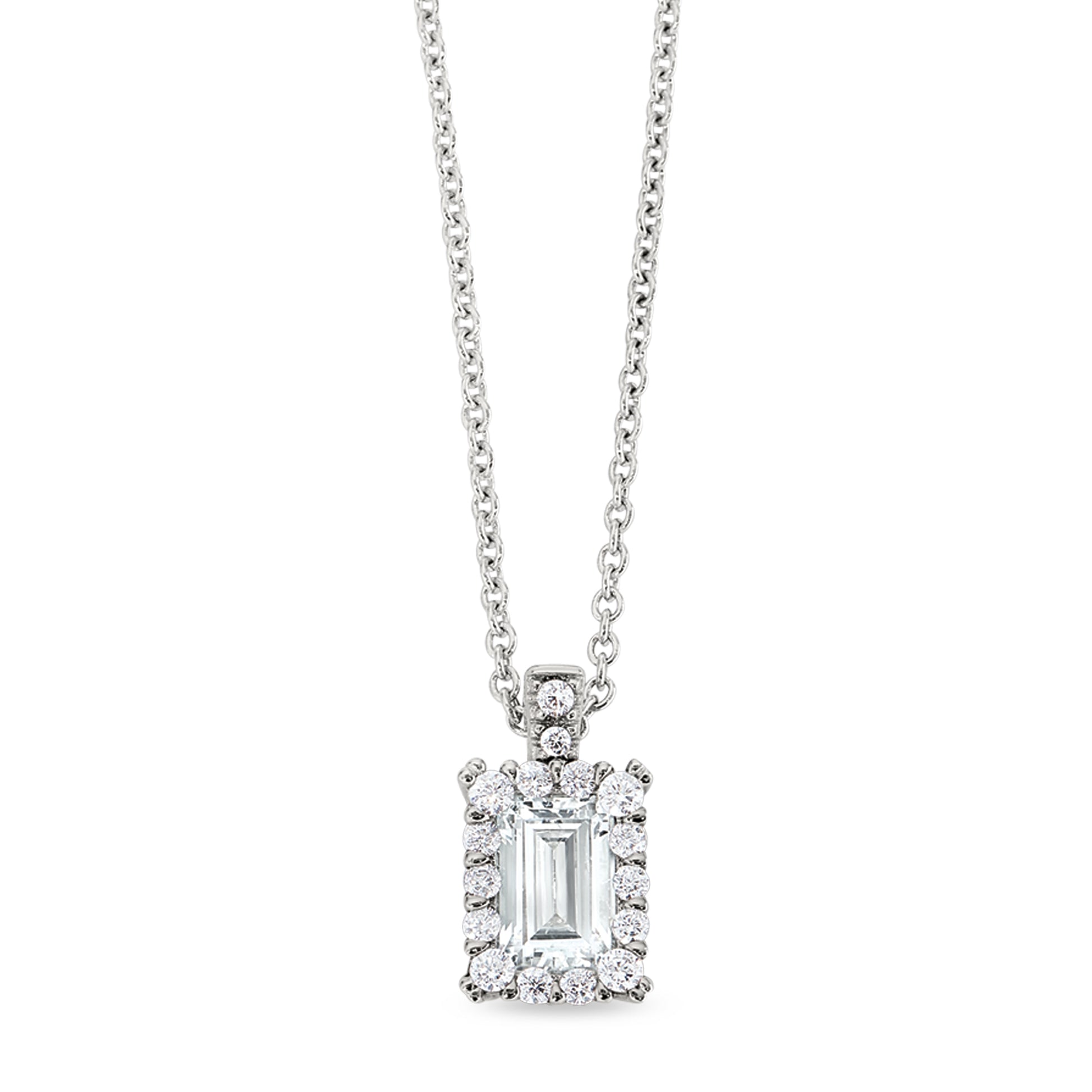 Emerald Cut Simulated Diamond Pendant