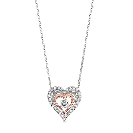 Dancing Stone Two Tone Heart Necklace