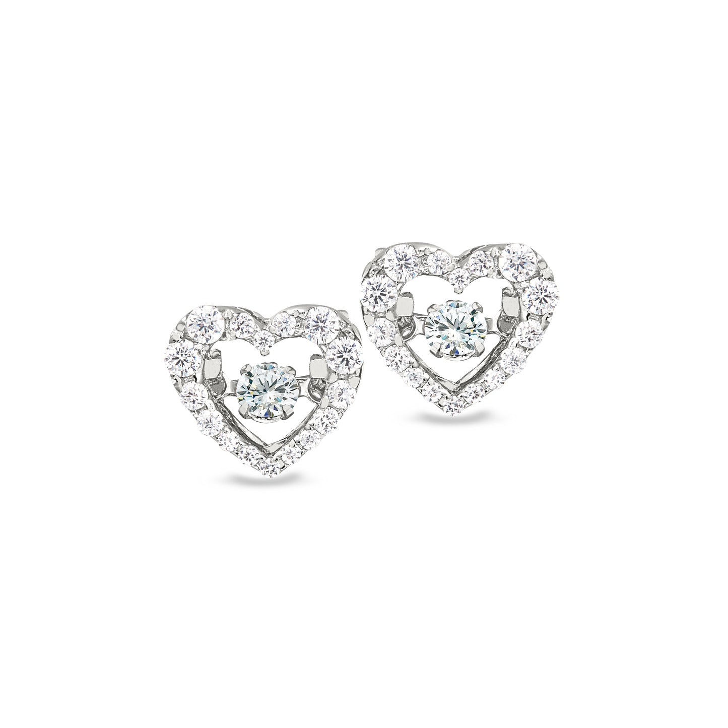 Heart Shaped Dancing Stone Stud Earrings