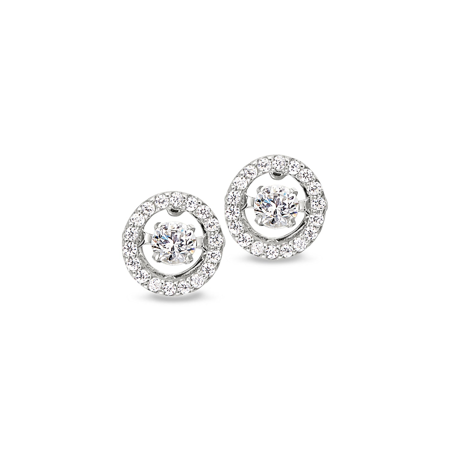 Round Dancing Stone Stud Earrings