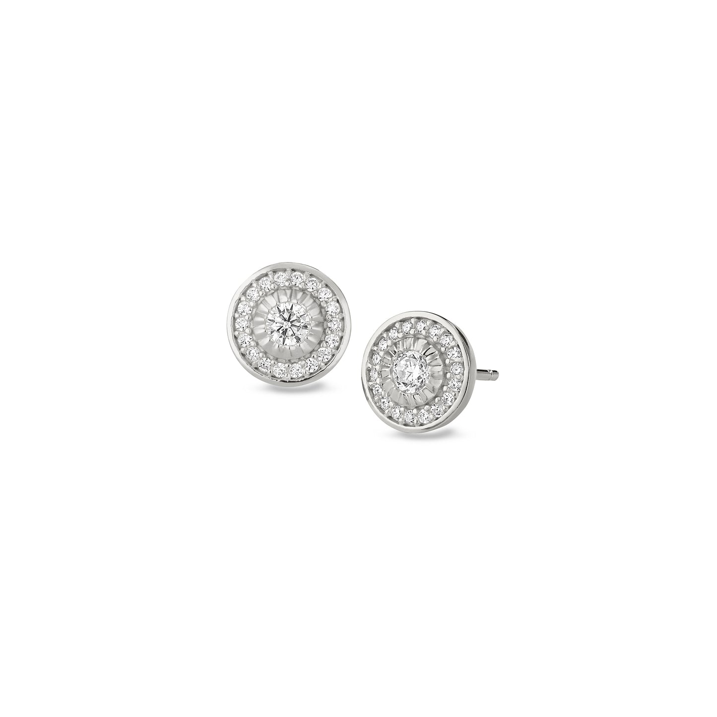 Round Halo Stud Earrings