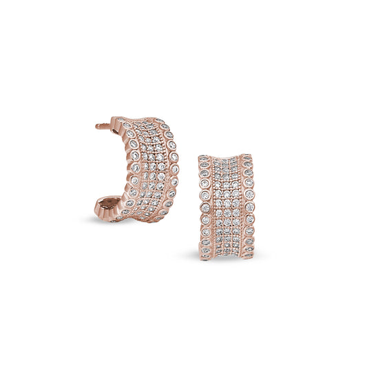 Five Row Concave Huggie Earrings