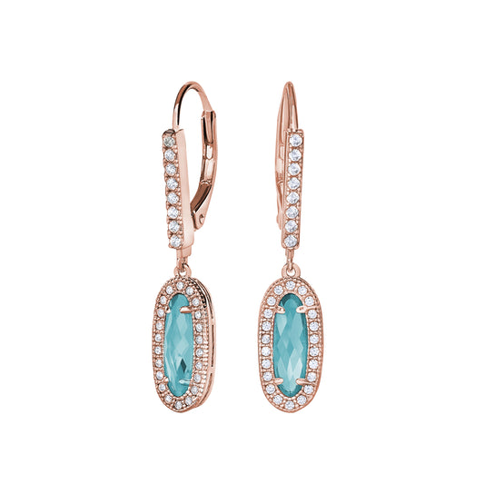 Oblong Simulated Blue Topaz Drop Earrings   (BL2311ERG)
