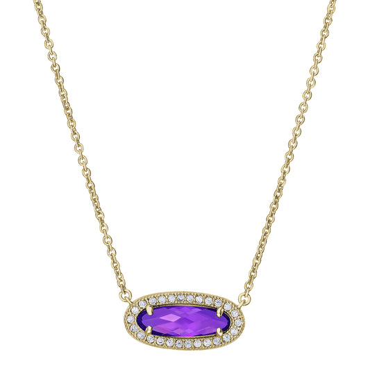 Oblong Simulated Amethyst Necklace   (BL2311NG-AMETHYST)
