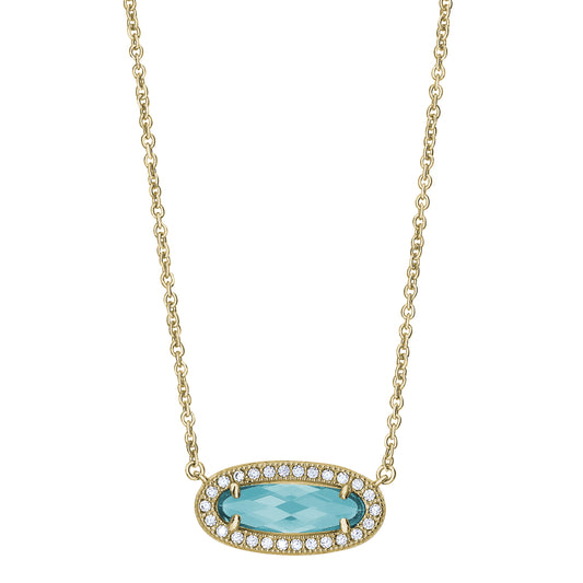 Oblong Simulated Blue Topaz Necklace   (BL2311NG)