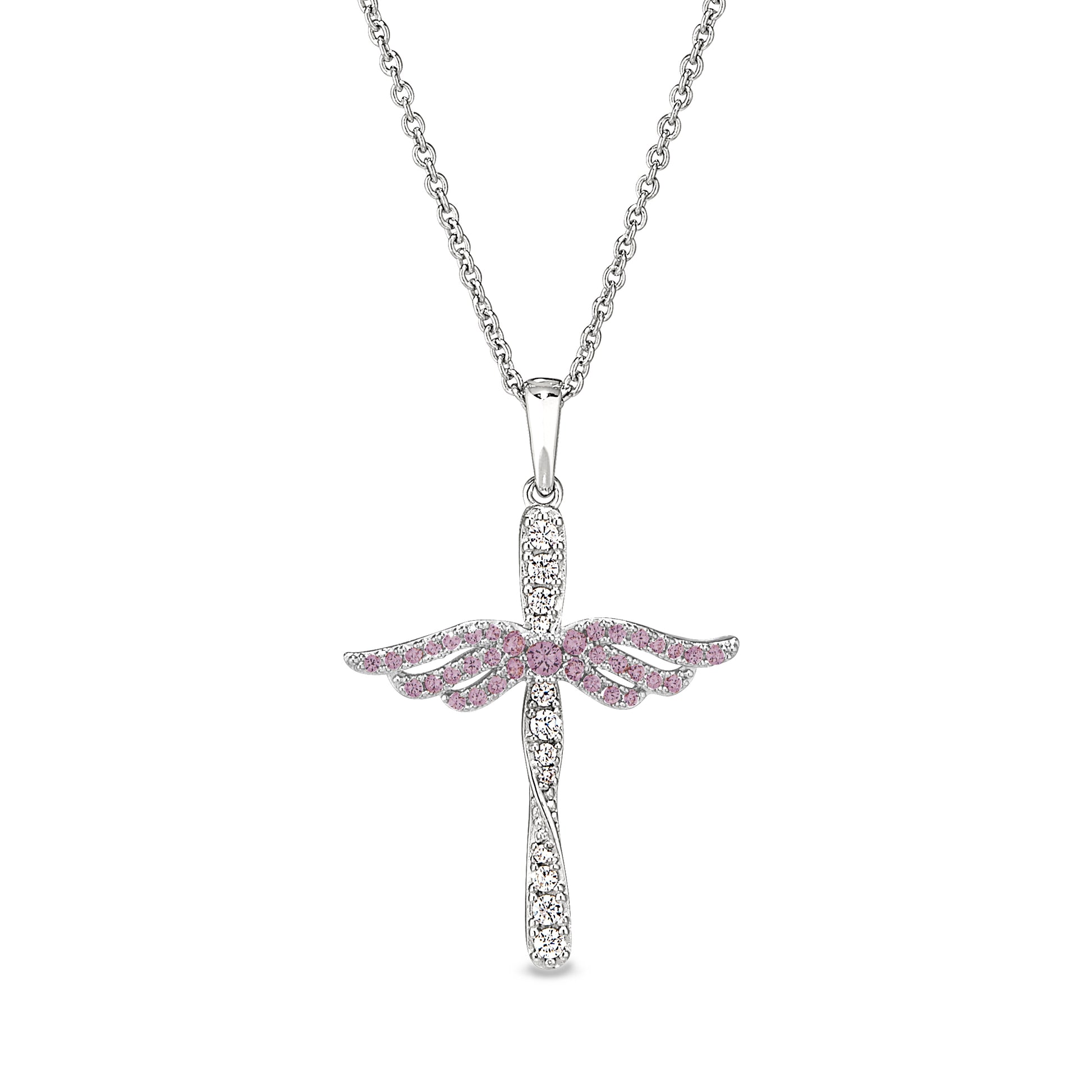 October Birthstone Angel Wing Cross Pendant (BL2315N10)