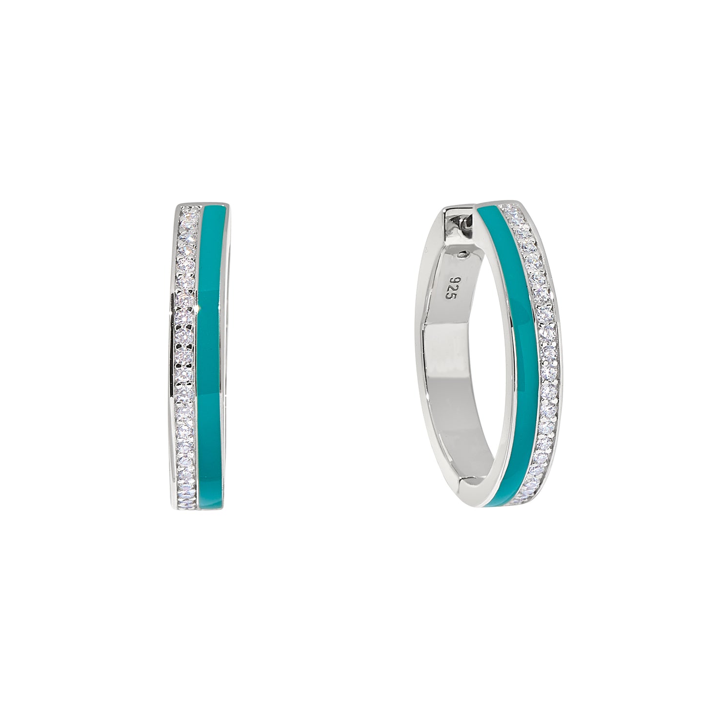 Turquoise Enamel Hoop Earrings