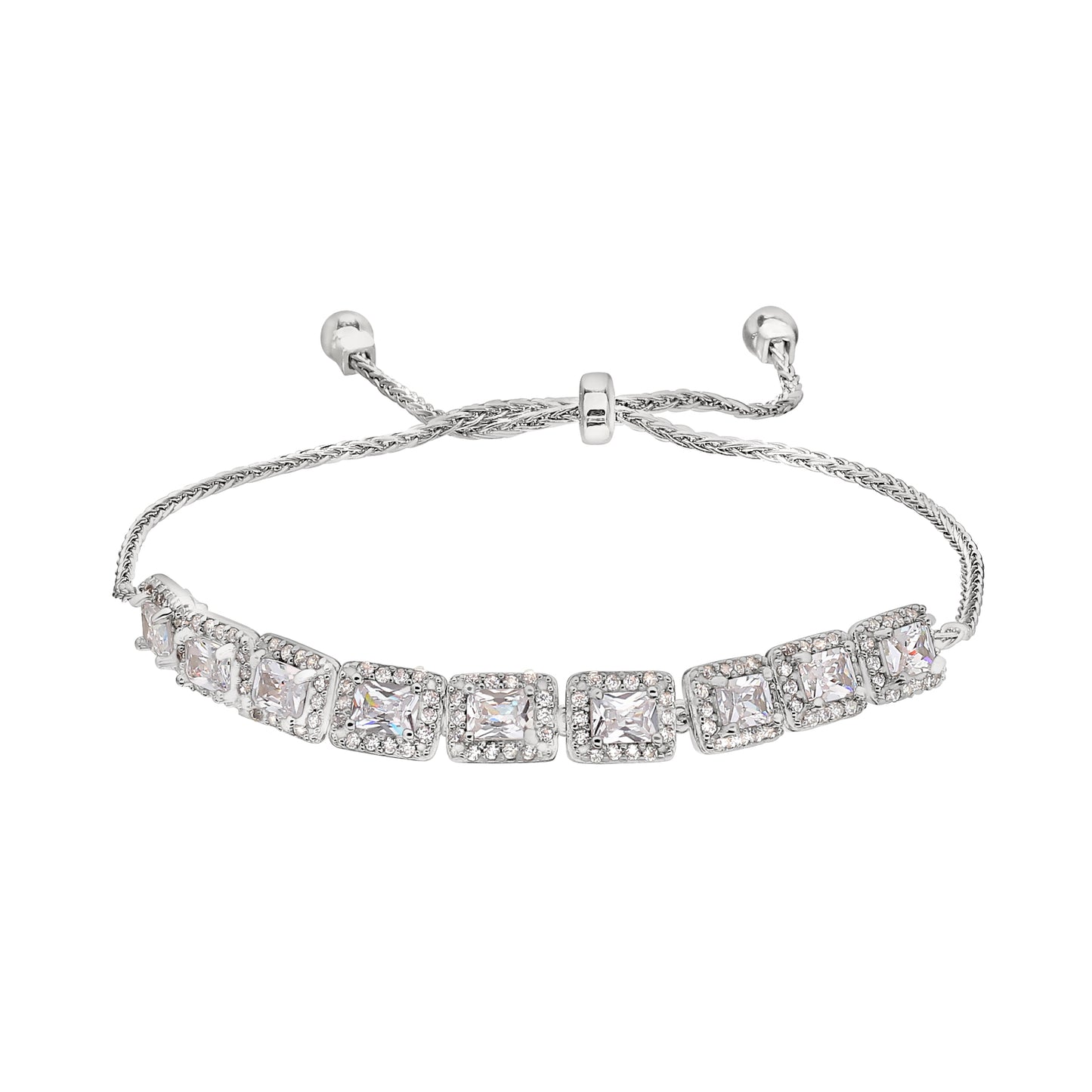 Emerald Cut Simulated Diamond Bolo Bracelet   (BL2475B)