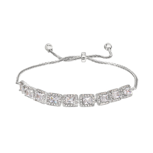 Emerald Cut Simulated Diamond Bolo Bracelet   (BL2475B)