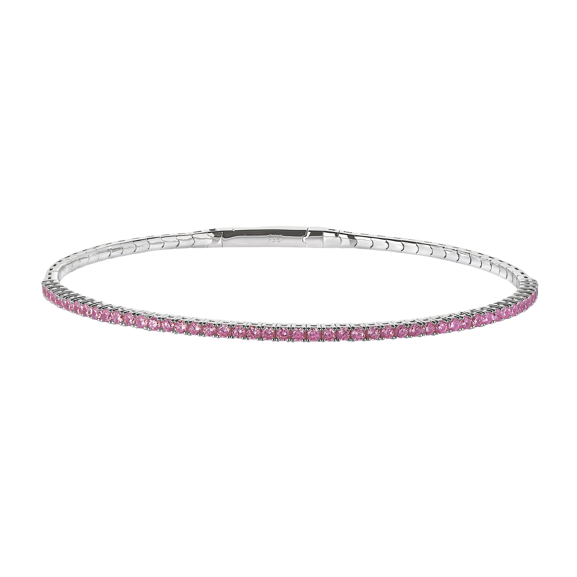 October Pink Sapphire Birthstone Flexible Tennis Bracelet