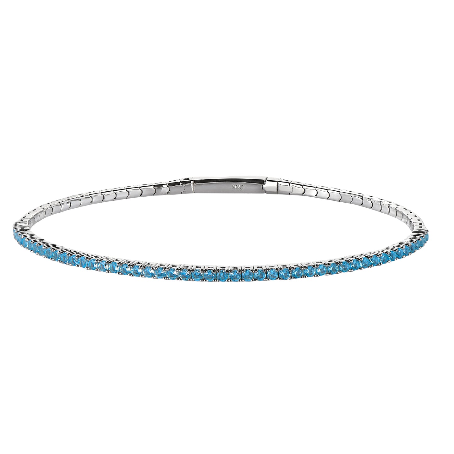 March Aquamarine Birthstone Flexible Tennis Bracelet