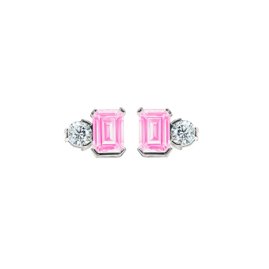 October Emerald Cut Birthstone Earrings