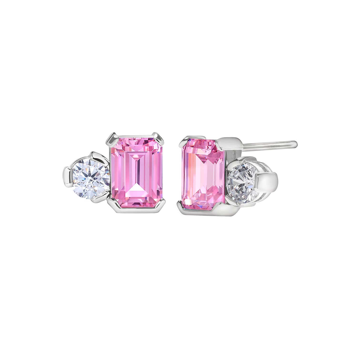 October Emerald Cut Birthstone Earrings