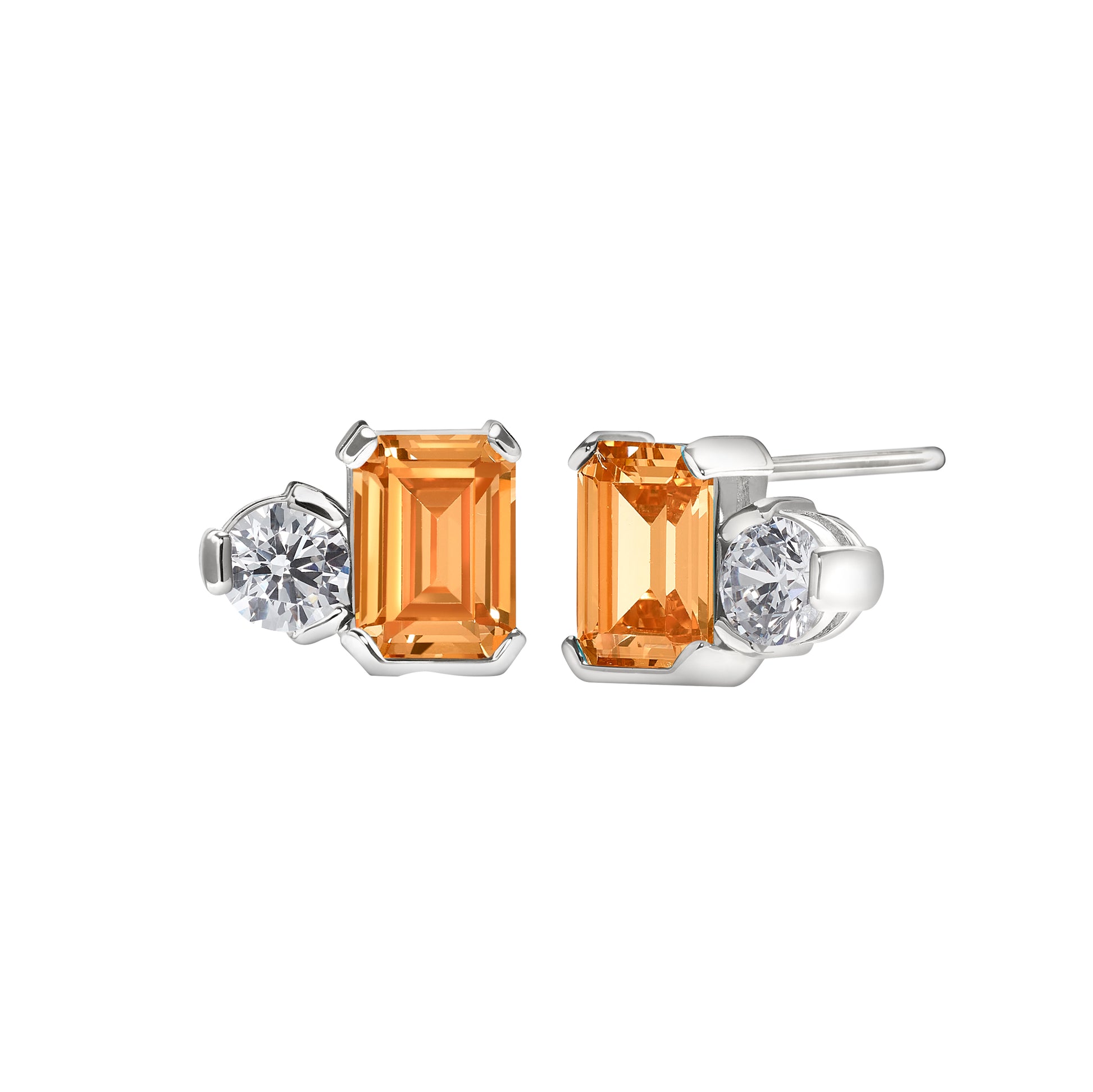 November Emerald Cut Birthstone Earrings