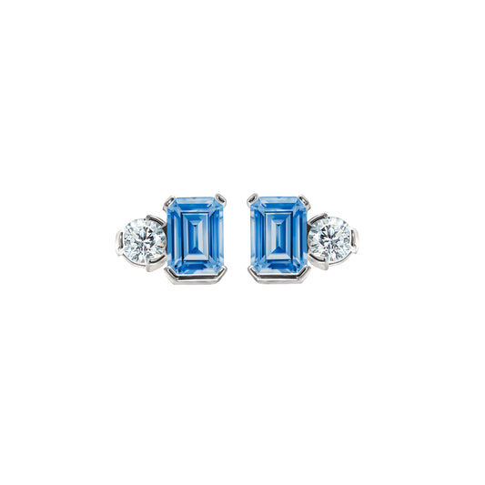 December Emerald Cut Birthstone Earrings