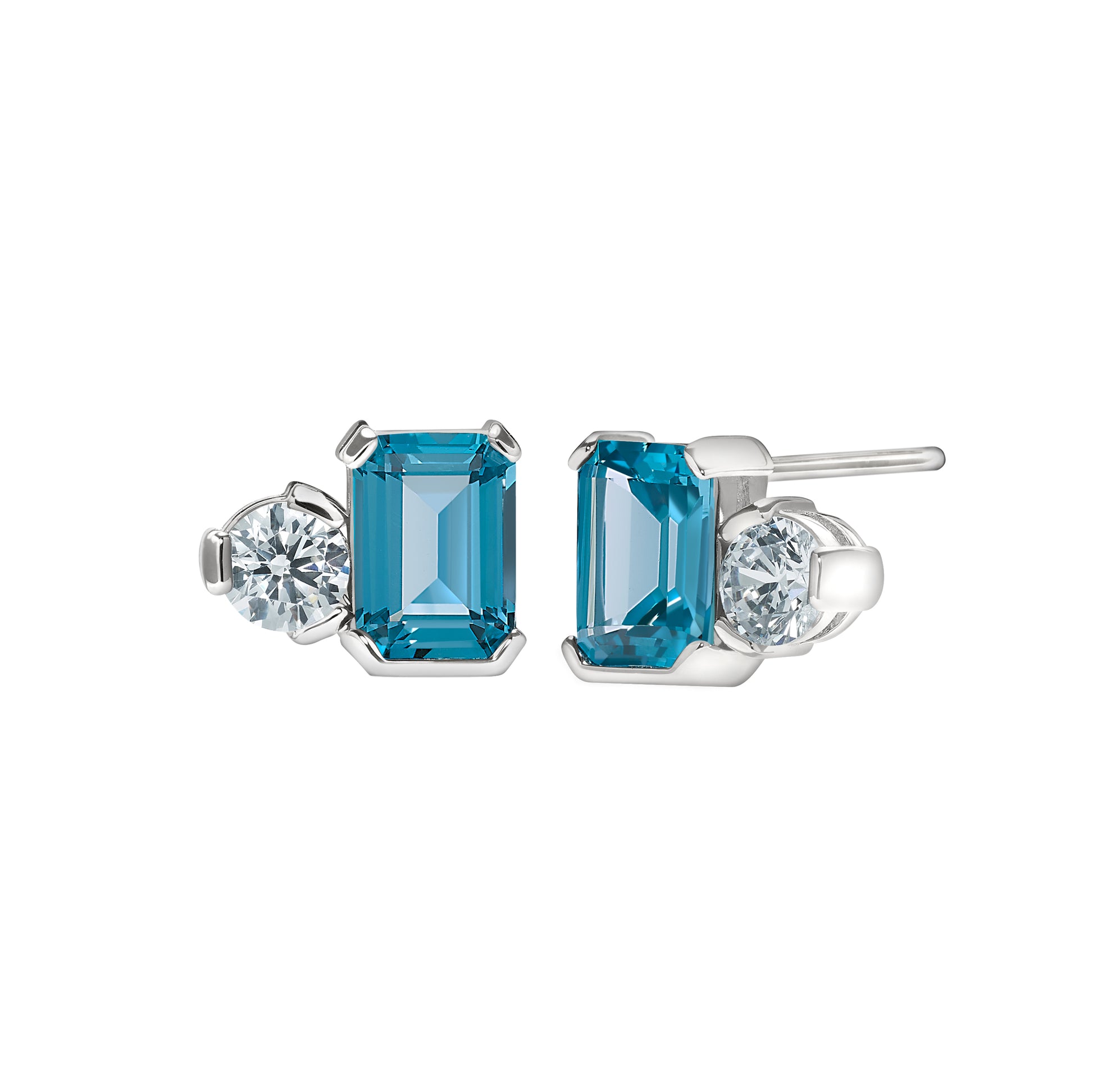 December Emerald Cut Birthstone Earrings