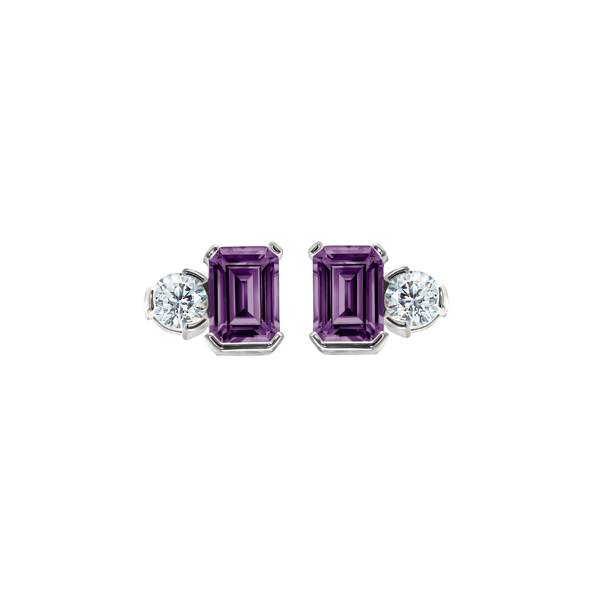 February Emerald Cut Birthstone Earrings