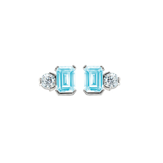 March Emerald Cut Birthstone Earrings