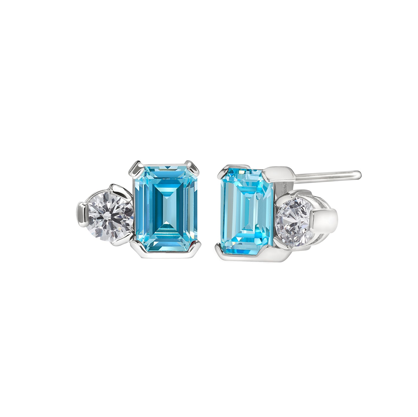 March Emerald Cut Birthstone Earrings