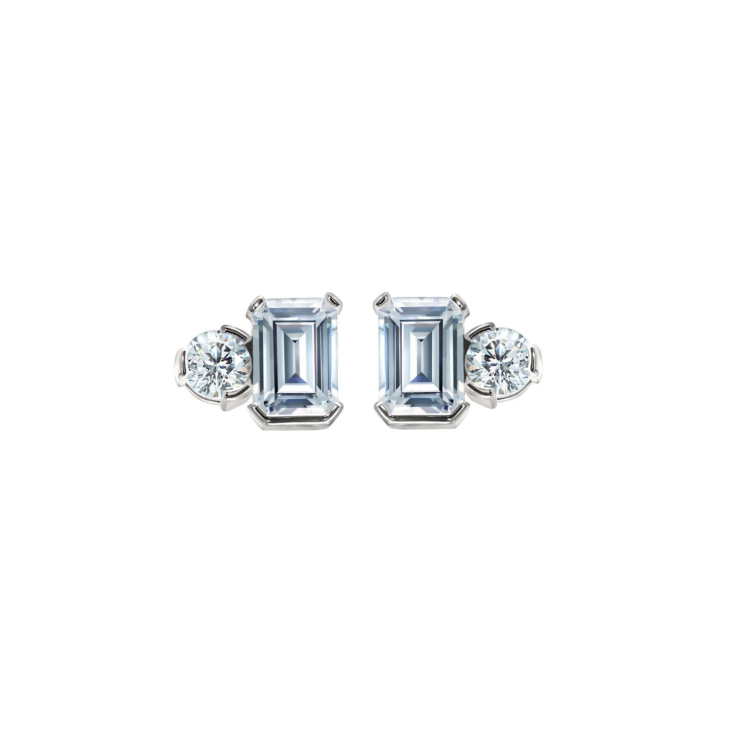 April Emerald Cut Birthstone Earrings