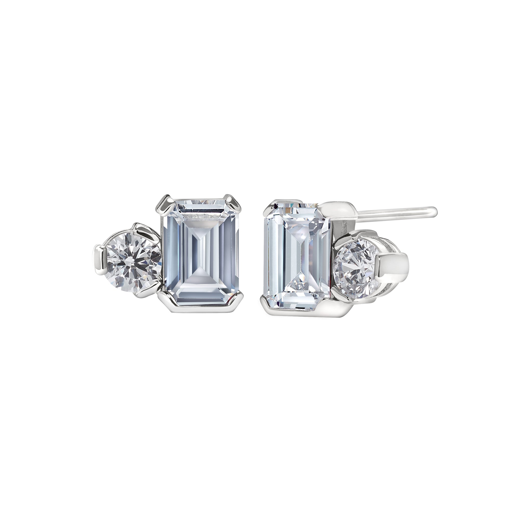 April Emerald Cut Birthstone Earrings