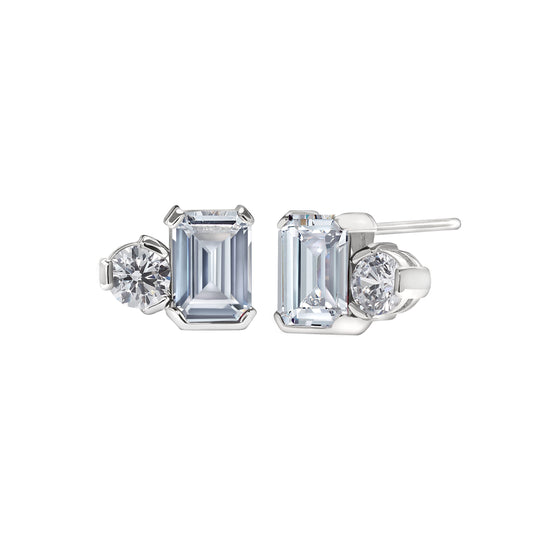 April Emerald Cut Birthstone Earrings