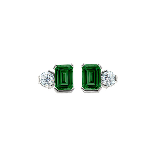 May Emerald Cut Birthstone Earrings