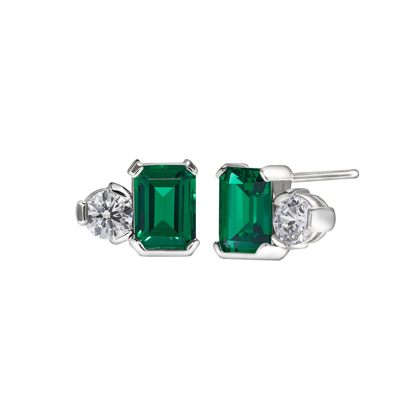 May Emerald Cut Birthstone Earrings